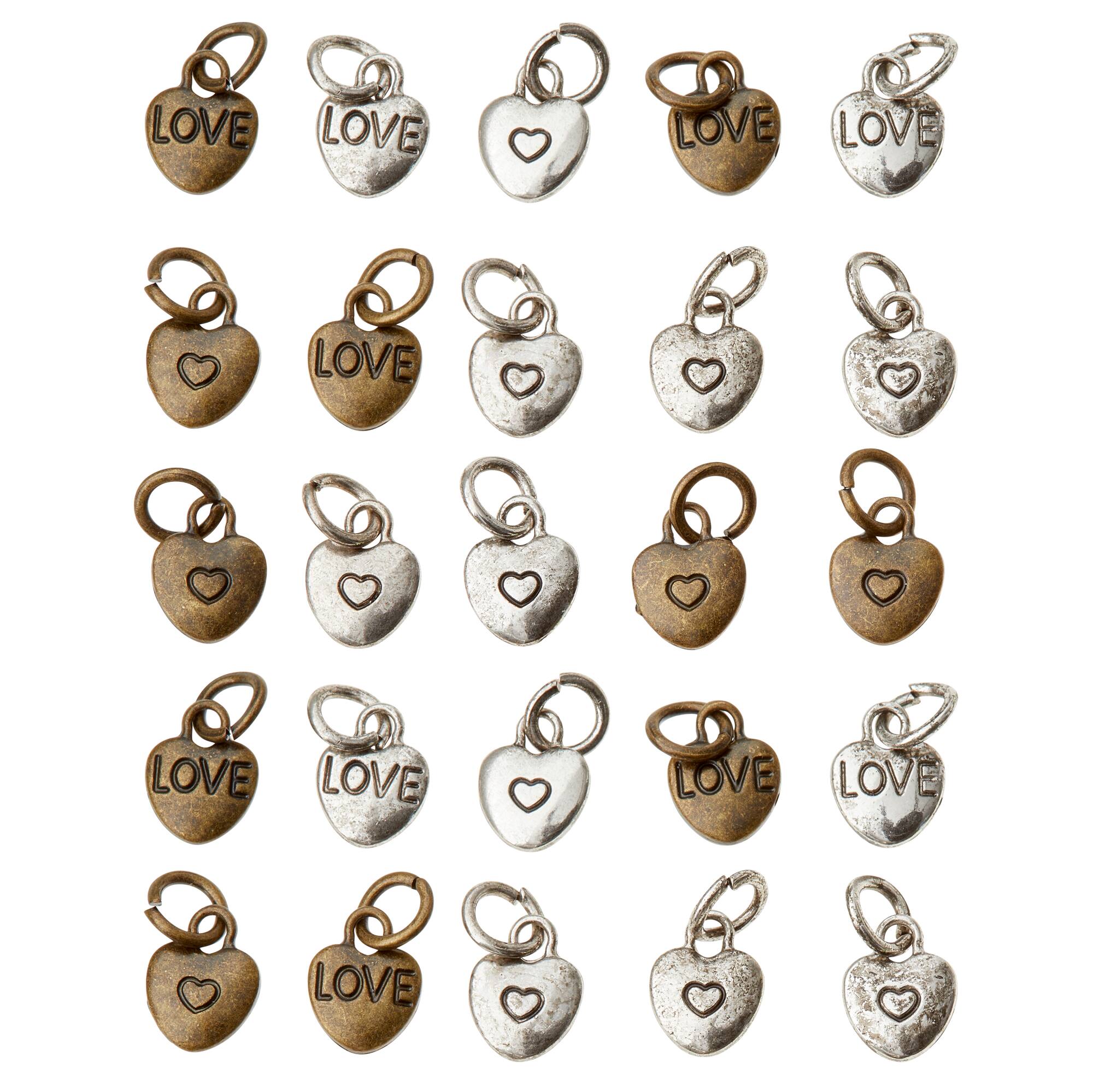 12 Packs: 25 ct. (300 total) Metal Heart-Shaped Charms by Bead Landing™